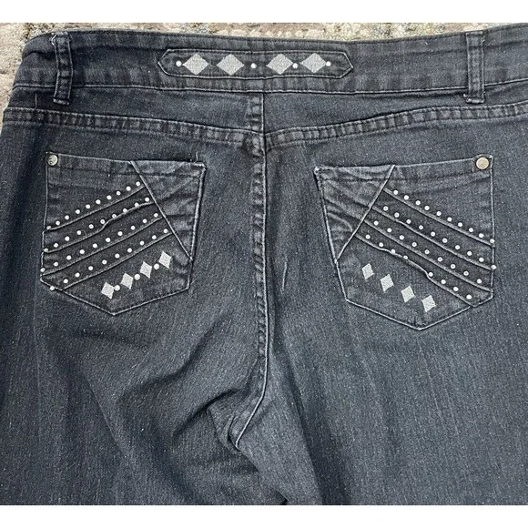 GIVE ME FIVE Women's Blue Denim Jeans Size 16 Embroidered Rhinestone Pockets - Picture 3 of 6